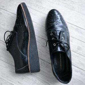 Leather Rebecca Minkoff Pandora Black Leather Brogues Perforated Oxford Wedge 10